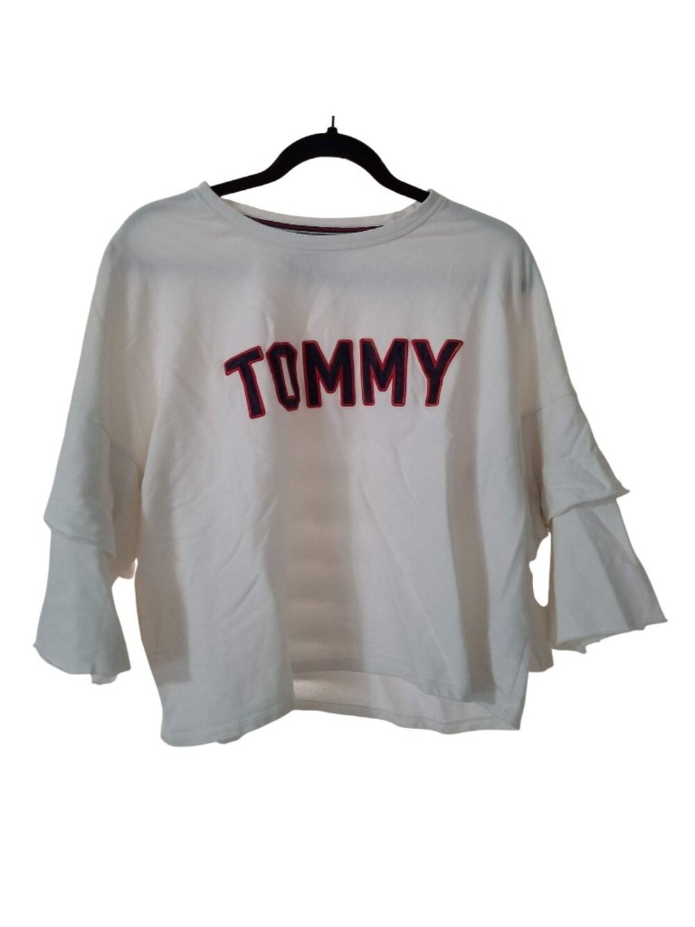 Tommy Hilfiger Womens White Oversized Shirt With Bell Sleeves & Tommy Logo Size